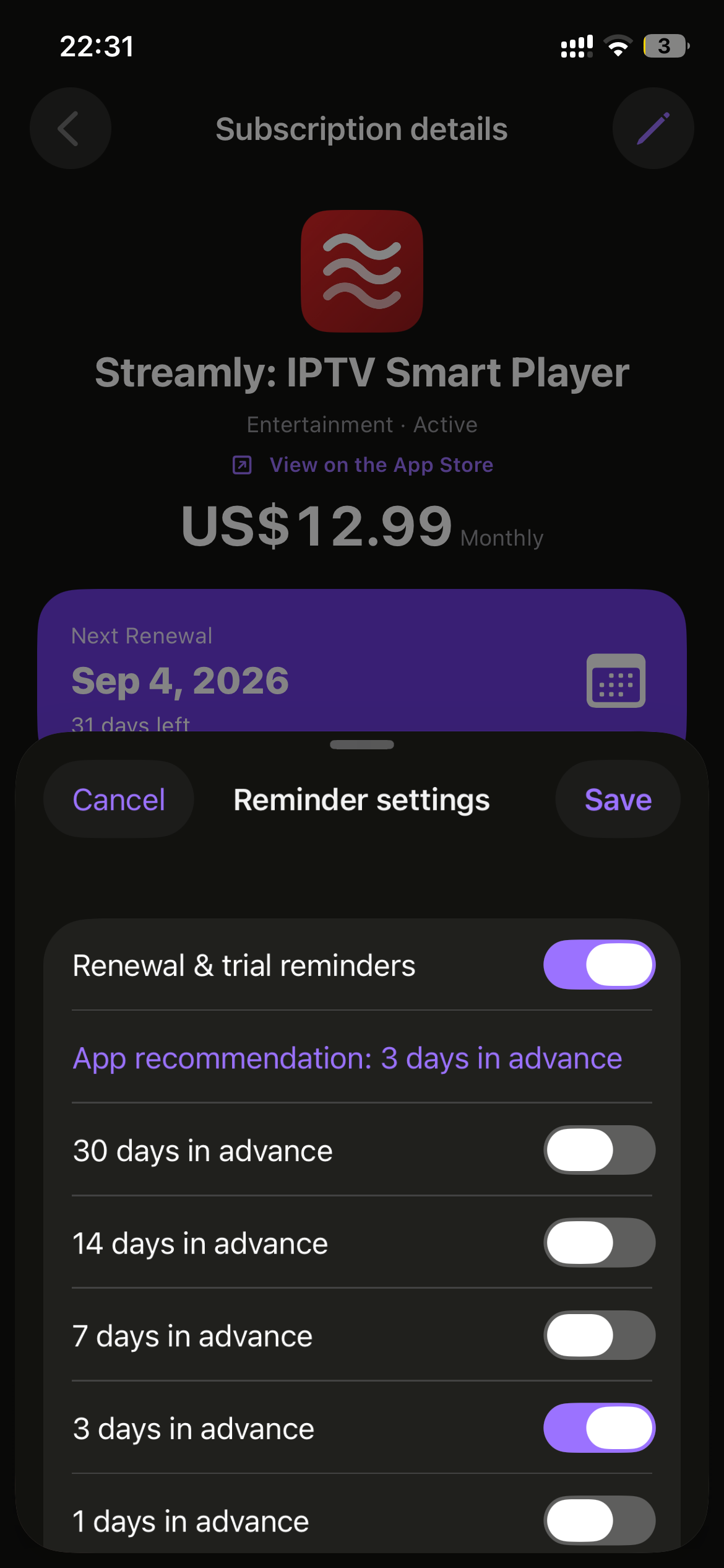 Looply subscription reminder screen